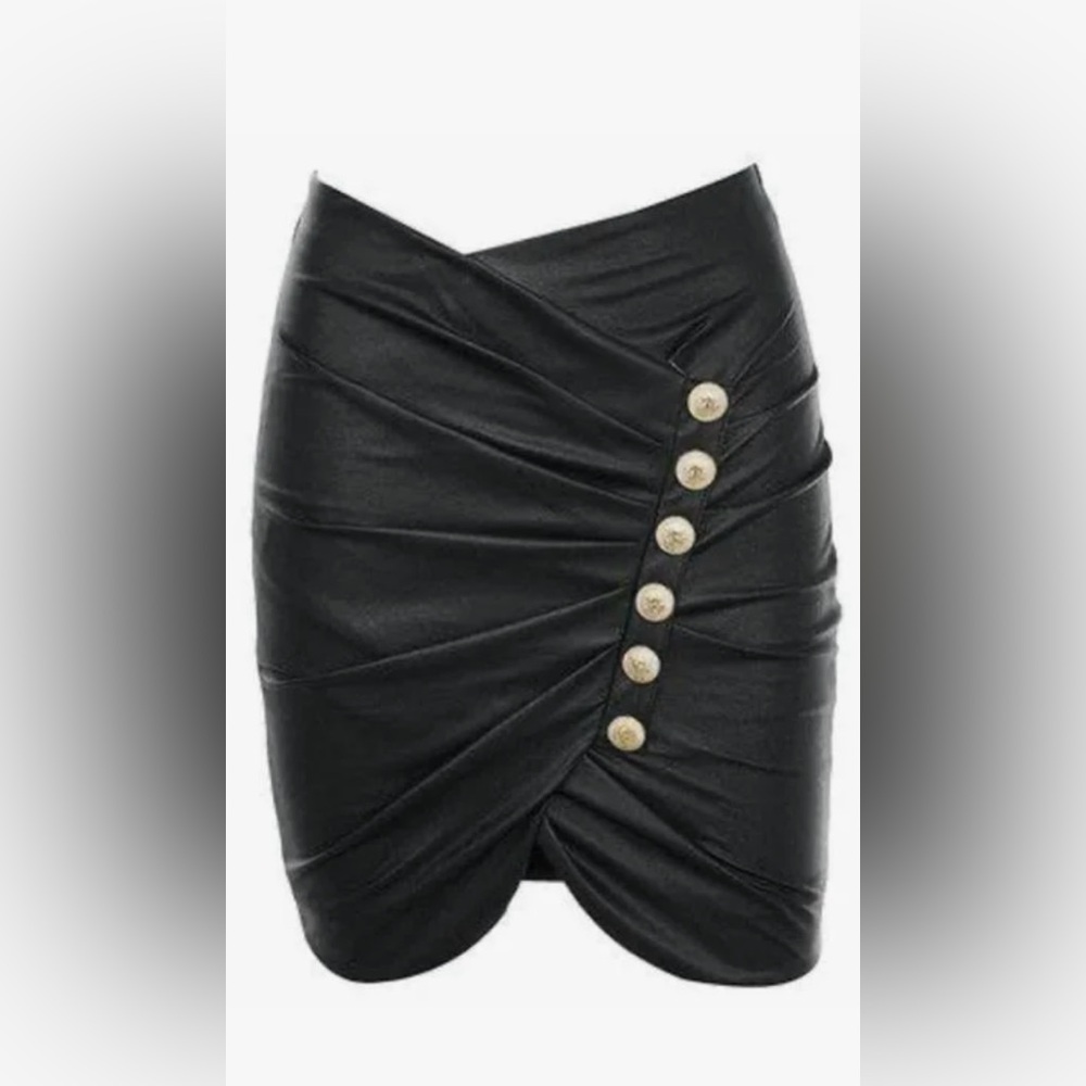 House of CB black leather skirt